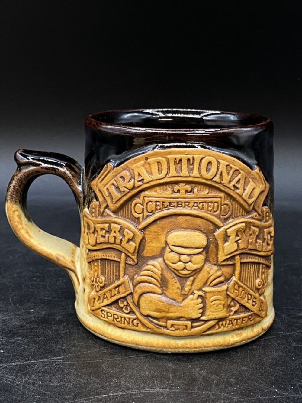 Tremar Traditional Real Ale Beer Britain 3-D Embossed Brown Stoneware Mug